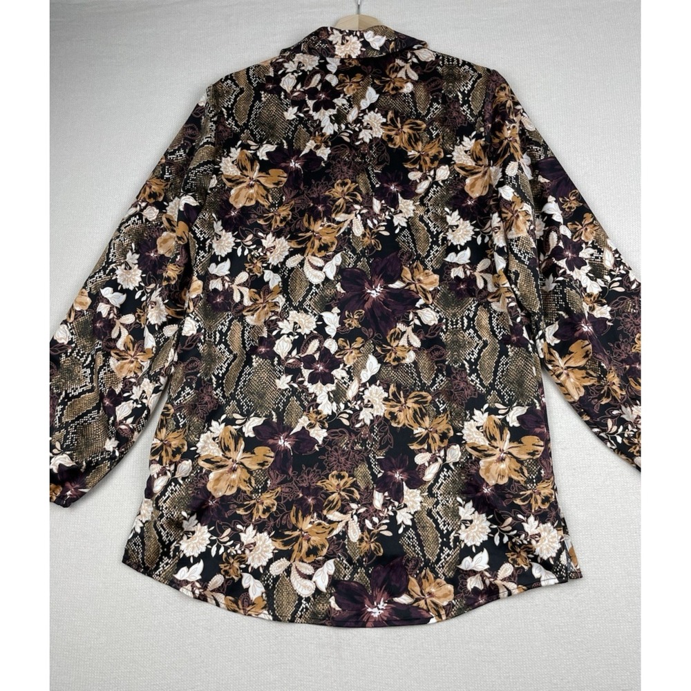 Marc New York Women's Floral Shirt Blouse Brown & Purple Medium‎ NWT Andrew Marc - Picture 11 of 12